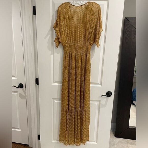 EUC BA&SH Wanda Metallic Herringbone Print Maxi Dress Size M - Picture 6 of 13